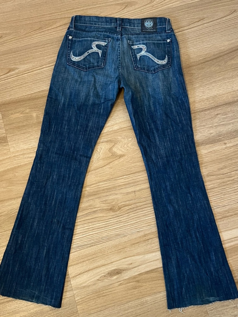 Rock & Republic Dark Blue Flare Jeans with Gems